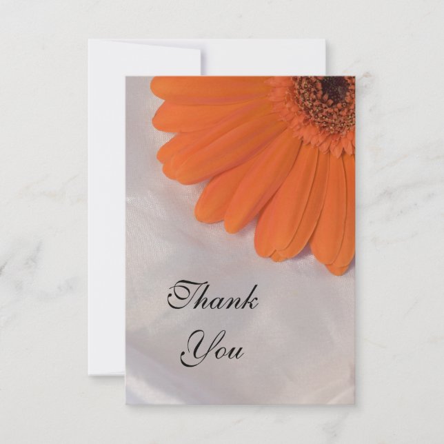 Orange Daisy auf White Satin Flat Danke, Anmerkung Mitteilungskarte (Vorderseite)