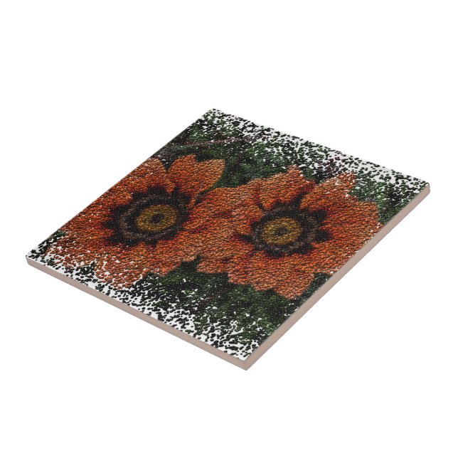 Orange Daisy Balls Keramik Tile Fliese (Seite)