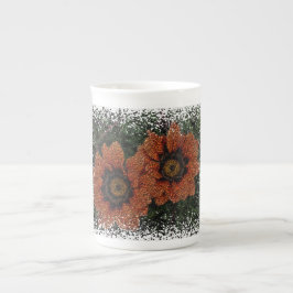 Orange Daisy Balls Knochen China Tasse