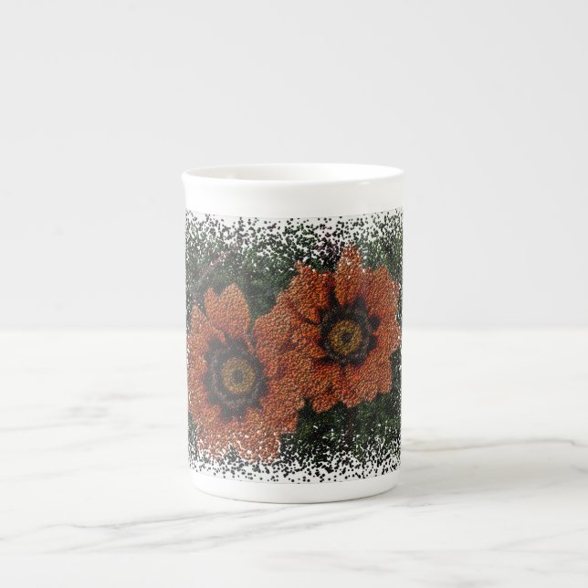 Orange Daisy Balls Knochen China Tasse (Vorderseite)