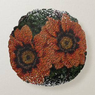 Orange Daisy Balls Round Cushion Rundes Kissen