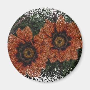 Orange Daisy Balls Round Magnet