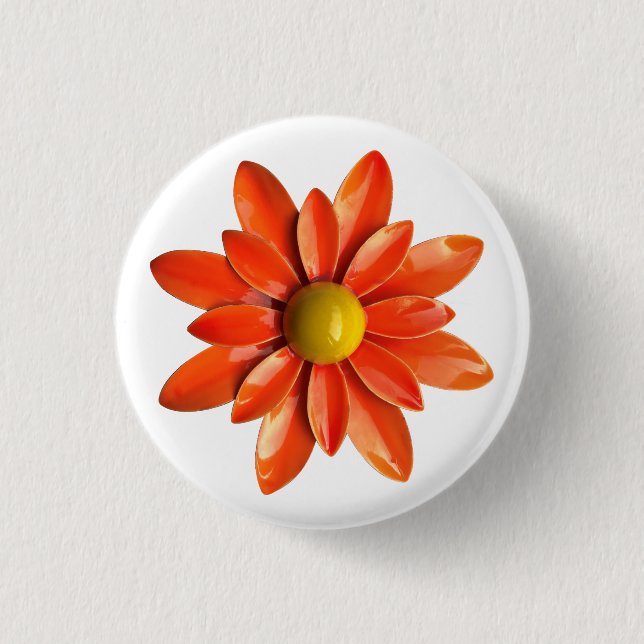 Orange Daisy Blume - Blumenfrühlingshochgarten Button (Vorderseite)