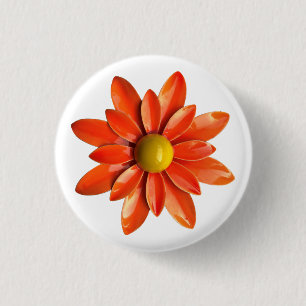 Orange Daisy Blume - Blumenfrühlingshochgarten Button