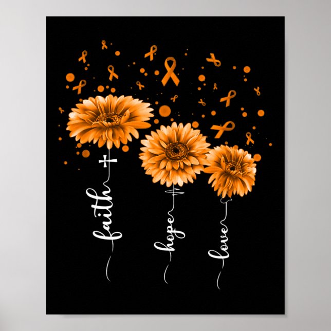 Orange Daisy Blume Leukämie Bewusstsein Poster (Vorne)
