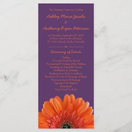 Orange Daisy Blume Lila Wedding Program Programm
