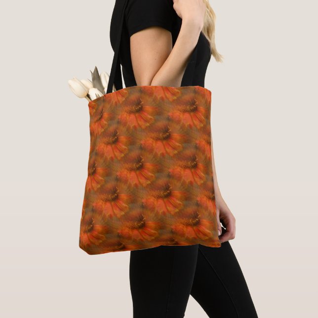 Orange Daisy Blume Natur Kunstmuster Tasche (Von Nahem)