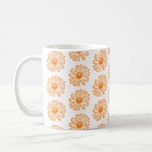 Orange Daisy Blume Print, Vintages Blumenmuster Kaffeetasse