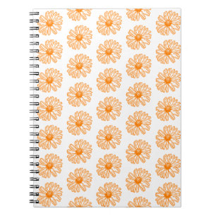 Orange Daisy Blume Print, Vintages Blumenmuster Notizblock