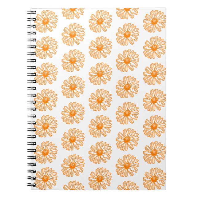 Orange Daisy Blume Print, Vintages Blumenmuster Notizblock (Vorderseite)