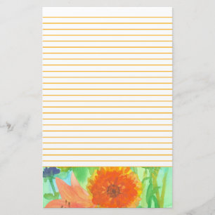 Orange Daisy Blume Rosa Tageslilie Linierter Brief Briefpapier