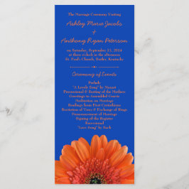 Orange Daisy Blume Royal Blue Wedding Program Programm