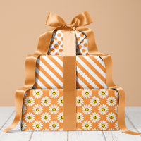 Orange Daisy Floral Stripes Polka Dot