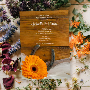 Orange Daisy Horseshoe Western Post Wedding Brunch Einladung