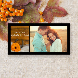 Orange Daisy Horseshoe Western Wedding Vielen Dank Dankeskarte