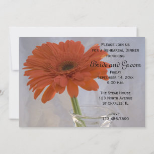 Orange Daisy in Vase Wedding Probe Dinner Einladung