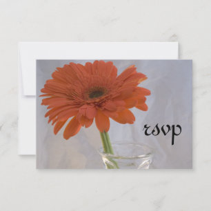 Orange Daisy in Vase Wedding RSVP Response Card Karte