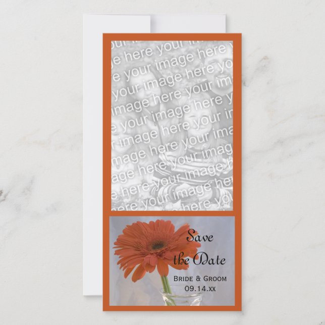 Orange Daisy in Vase Wedding Save the Date (Vorderseite)