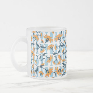 Orange Daisy Navy Rebe Blau Vase Muster Mattglastasse
