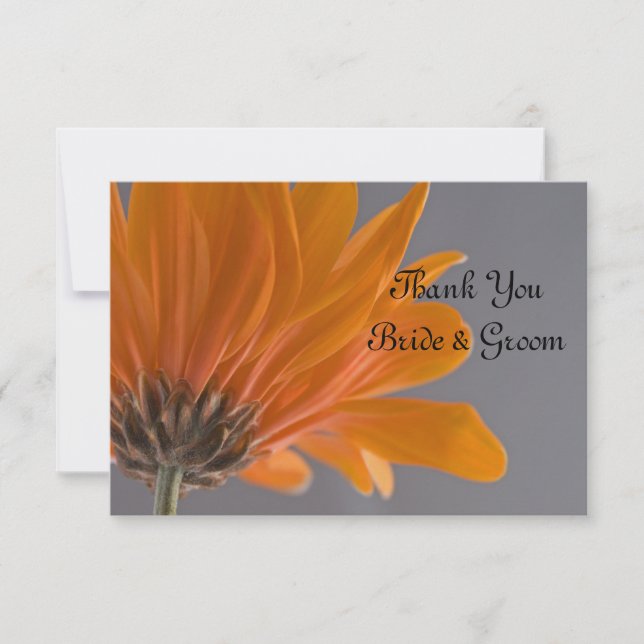 Orange Daisy on Gray Wedding Flat Danke, dass ihr  Mitteilungskarte (Vorderseite)