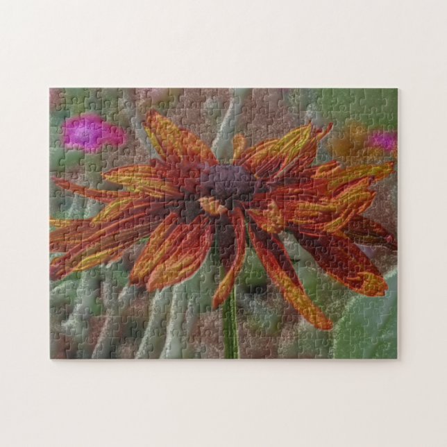 Orange Daisy Pencil Blume Art (Horizontal)