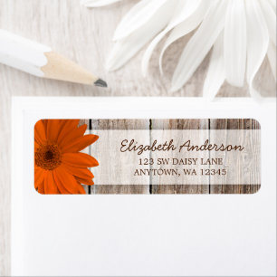 Orange Daisy Rustic Barn Étiquettes de adresse en 