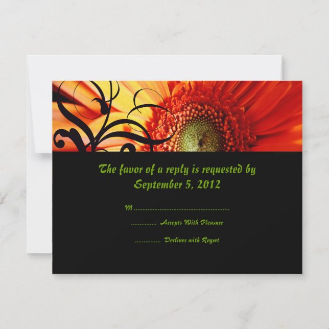 Orange Daisy Wedding RSVP (Devant)