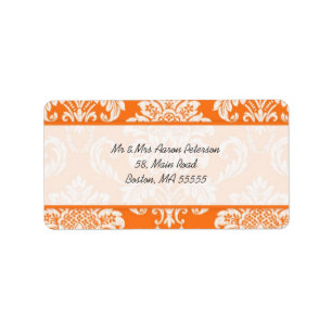 Orange Damask anpassbare Adressenmarken Adressaufkleber