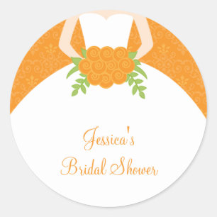Orange Damask Bride Stickers