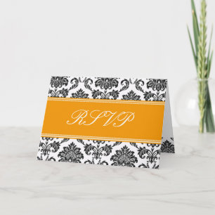 Orange Damask RSVP-Karte Einladung