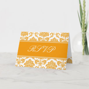 Orange Damask RSVP-Karte Einladung