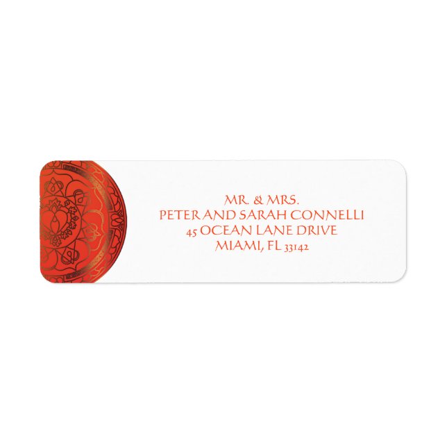 Orange Damask Rücksendeadressen-Aufkleber (Vorne)