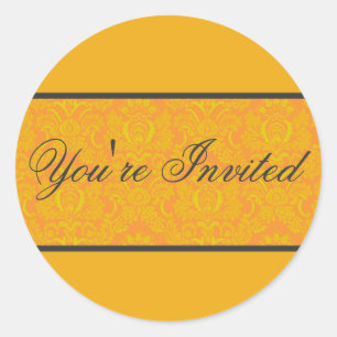 Orange Damask Umschlag Aufkleber