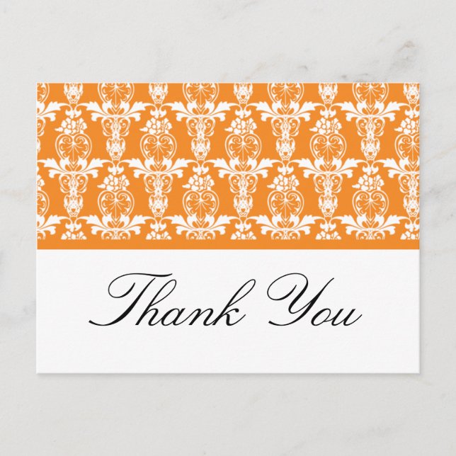 Orange Damask Vielen Dank Postkarten (Vorderseite)