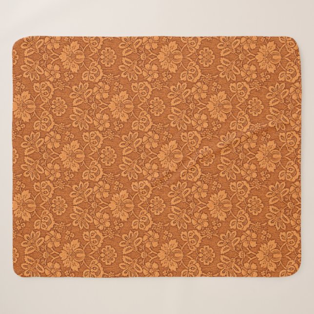 Orange Damask Wallpaper Muster Sherpadecke (Vorderseite (Horizontal))
