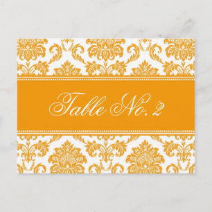 Orange Damask Wedding Tischnummer