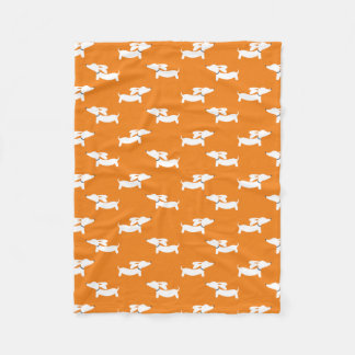 Orange Dancing Dackeln Fleece Blanket Design
