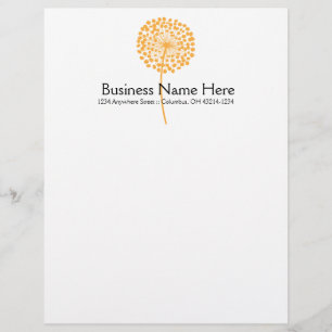 Orange Dandelion Blume Letterhead Design Briefkopf