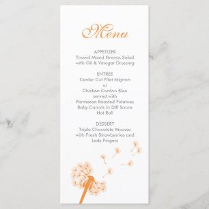 Orange Dandelion Wedding Menu Menükarte