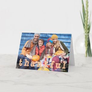 Orange dankbare Familienfoto Thanksgiving Karte