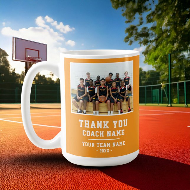 Orange Danke Trainer Teamname Foto Kaffeetasse (Von Creator hochgeladen)