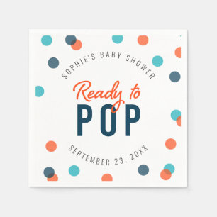 Orange Dark Blue Confetti Bereit zum Pop Babydusch Serviette