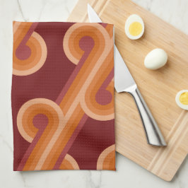Orange Dark Maroon Red Retro Circles Art Pattern Geschirrtuch