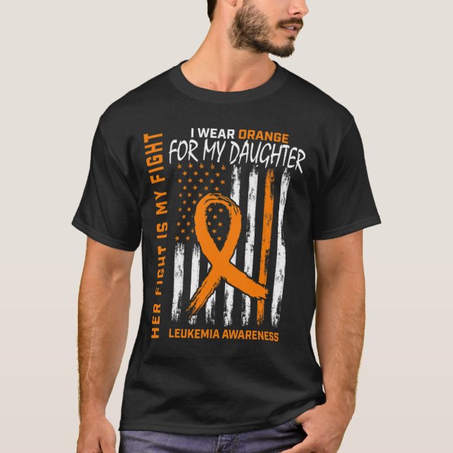 Orange Daughter Leukemia Cancer Awareness American T-Shirt (Vorderseite)