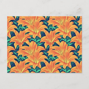 Orange Day Lilies mit grünen Blätter Postkarte