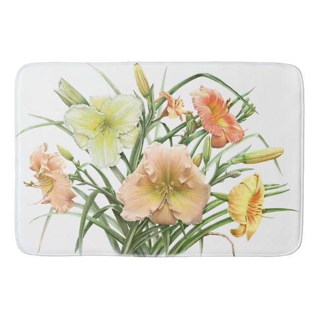 Orange Daylily Garden Floral Design Badematte (Vorderseite)