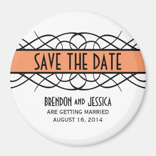 Orange Déco Flourish Save the Date Magnet