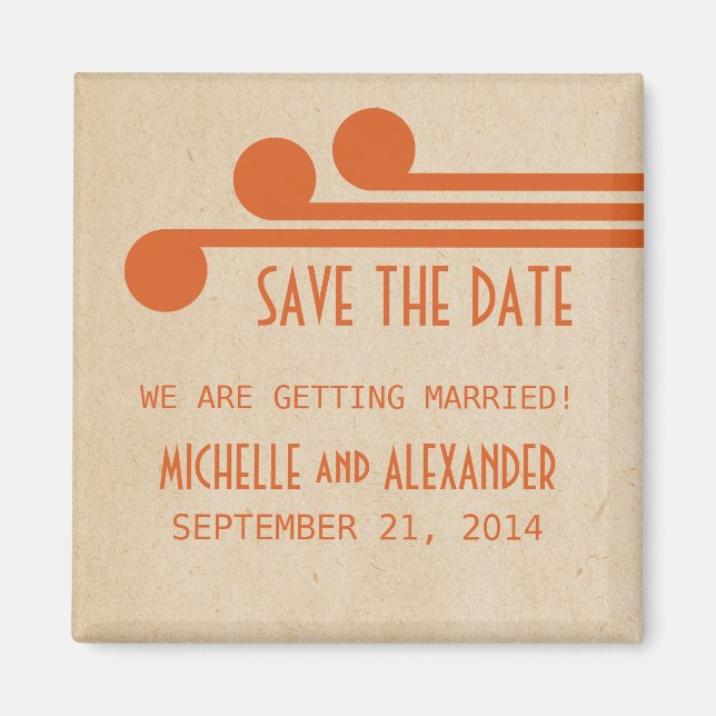 Orange Deko Chic Save the Date Magnet (Vorne)