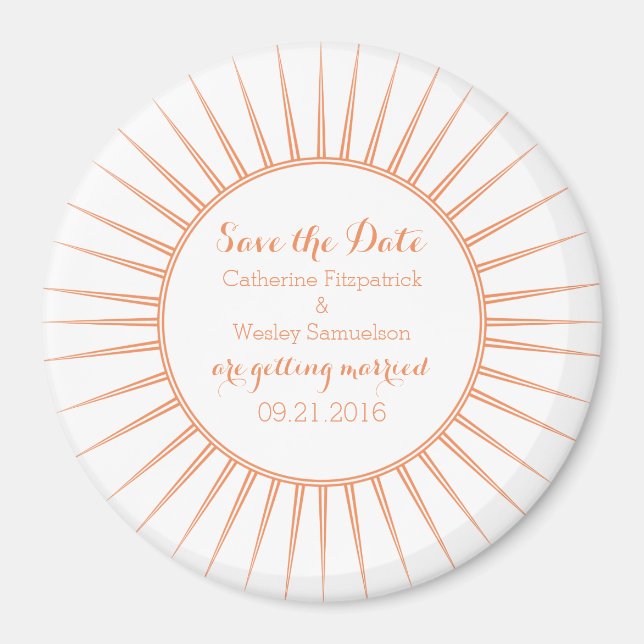 Orange Deko Retro Save the Date Magnet (Vorne)
