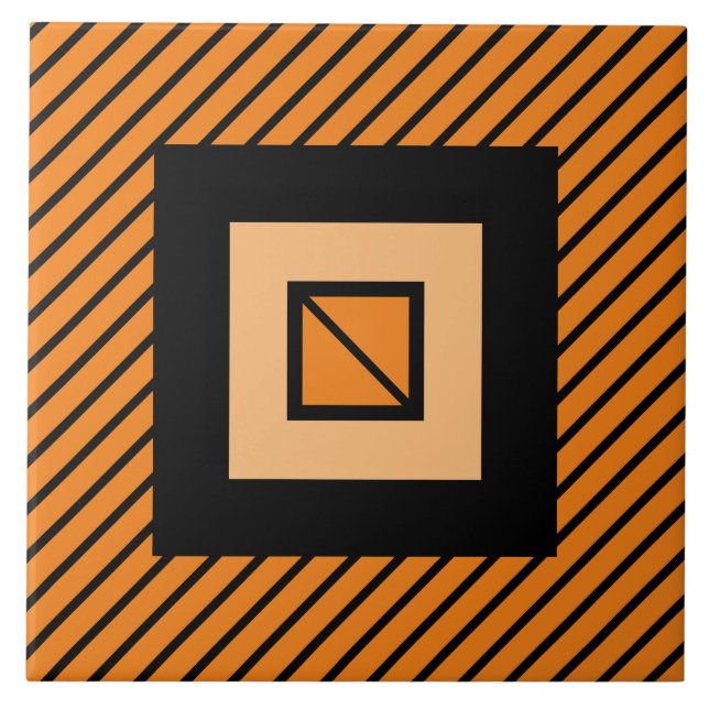 Orange Deko Zebra Tile Fliese (Vorderseite)